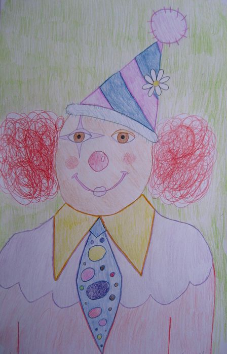 Art Studio PALETTE. Aleksandra Malisheva Picture.  Coloured Pencil Fantasy Clown 
